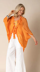 Luxurious Silk Jacket - Orange