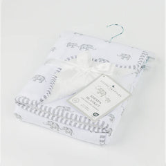 Jersey Sherpa Baby Blanket Watercolour Elephants