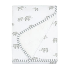 Jersey Sherpa Baby Blanket Watercolour Elephants