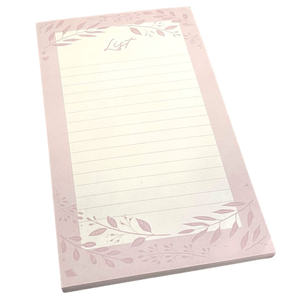 Mixed Leaves Magnetic Shopping List - Pink