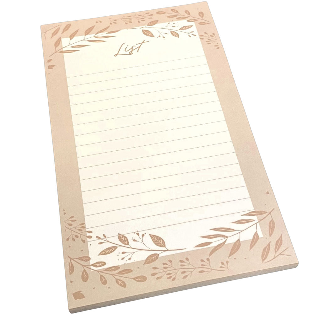 Mixed Leaves Magnetic Shopping List - Beige