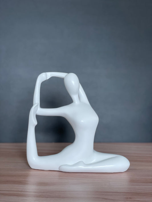 Resin Yoga Statue Shoulder Stretch White