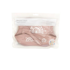All 4 Ella Silicone Catch Bib & Spoon Rainbow Dusty Pink