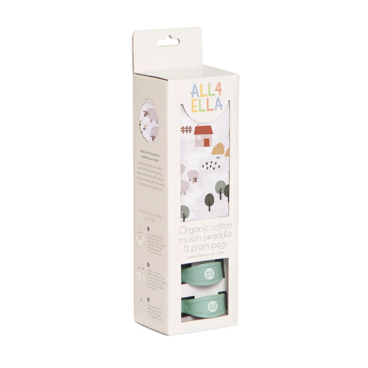 Organic Muslin Swaddle & Pram Peg Gift Set