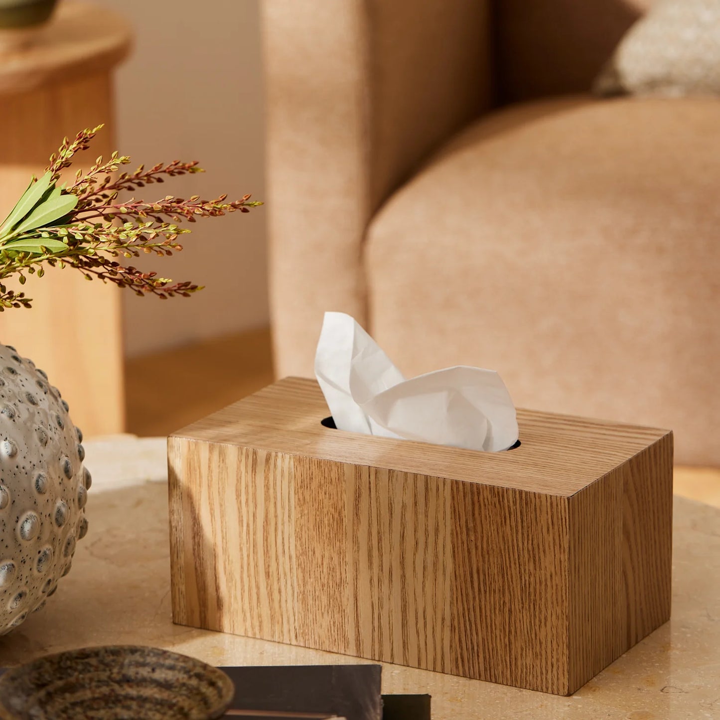 Skylar Oak Tissue Box Holder