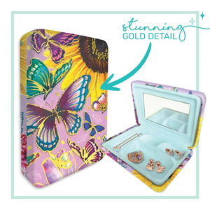 Lisa Pollock Compact Travel Jewellery Case Sunny Butterflies