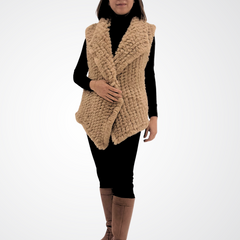 Camel Plush Faux Fur Vest