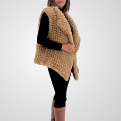 Camel Plush Faux Fur Vest