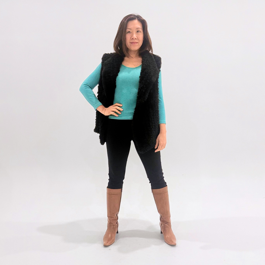 Black Plush Faux Fur Vest