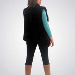 Black Plush Faux Fur Vest