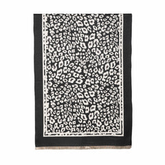 Black Beige Reversible Animal Print Scarf