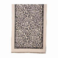 Black Beige Reversible Animal Print Scarf