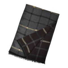 Brown Reversible Plaid Checked Scarf