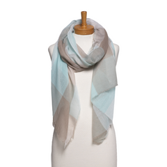 Aqua Beige Checkered Scarf