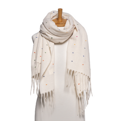 Speckled Fringe Scarf - Cream