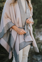 Load image into Gallery viewer, Reversible Tie Up Cape Blush/Grey
