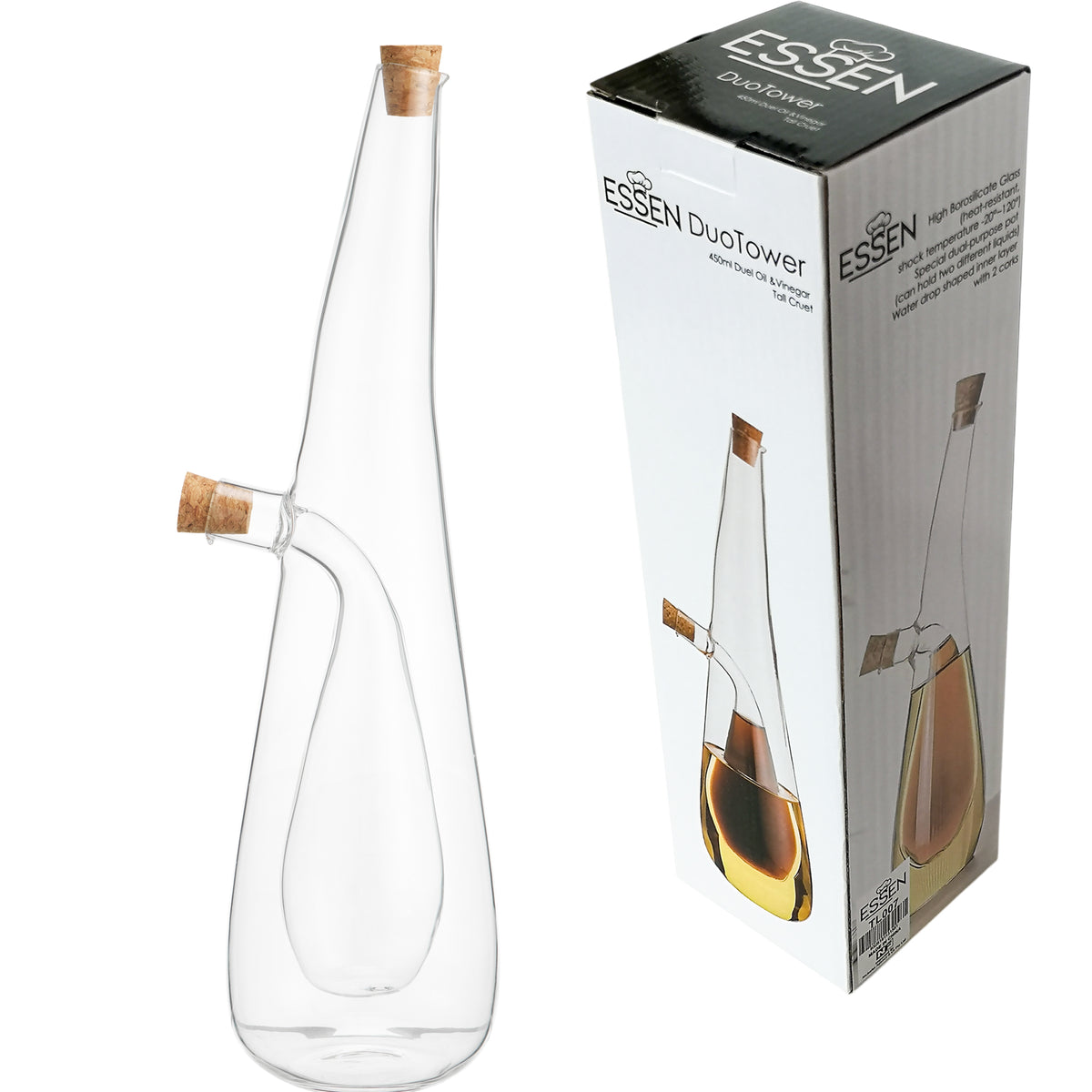 450ml Dual Oil & Vinegar Cruet – Glass Drizzle Bottle