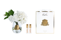 Côte Noire Perfumed Tea Rose & Hydrangea in Hand-Blown Tear Drop Vase