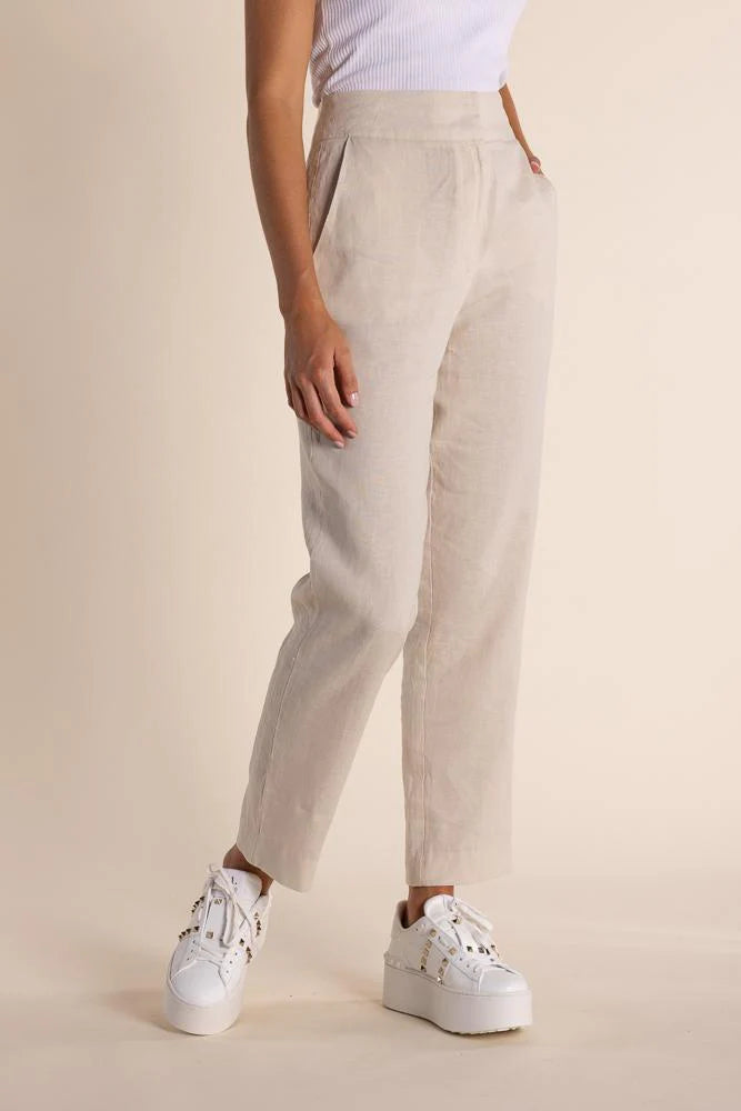 Relaxed Fit Linen Pants - Natural