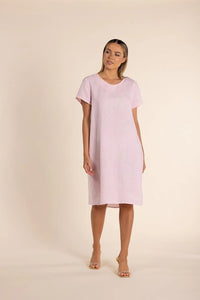 Linen Dress with Fringe Trim