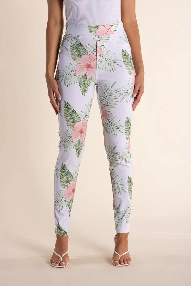 Women's Tropical Print Pull-On Pants