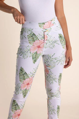 Women's Tropical Print Pull-On Pants