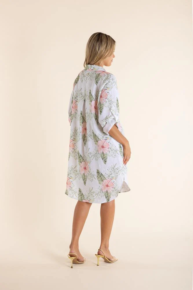 Tropical Print Shirt Dress