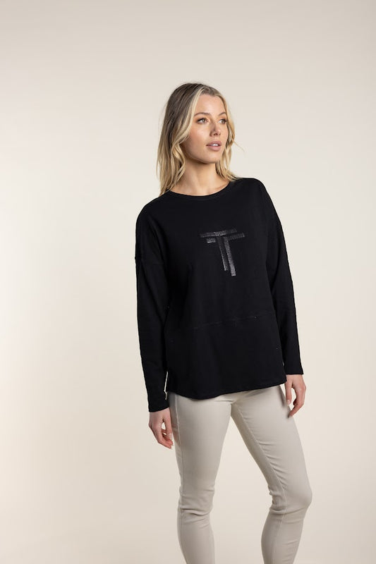 Two T's Long Sleeve Logo Tee Black