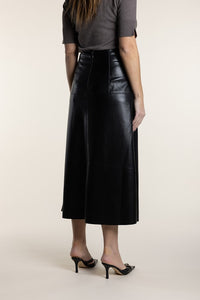 Two T's Faux Leather Midi Skirt Black