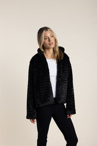 Two T's Textured Fur Jacket Black