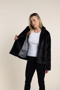 Two T's Textured Fur Jacket Black