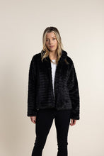 Load image into Gallery viewer, Two T&#39;s Textured Fur Jacket Black