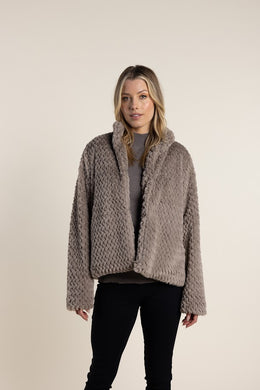 Two T's Textured Fur Jacket Clove