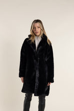Load image into Gallery viewer, Two T&#39;s Fur Coat With Collar Black