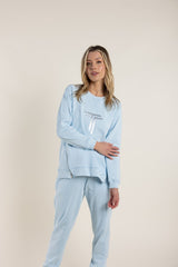 Two T's Sequin Logo Sweat Ice Blue