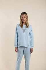 Two T's Sequin Logo Sweat Ice Blue