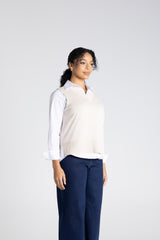 Two-T’s V-Neck Cotton Vest - Oat