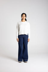 Two T’s V-Neck Cable Knit – Winter White Oat Tip Sweater