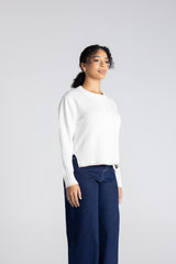 Two T’s V-Neck Cable Knit – Winter White Oat Tip Sweater