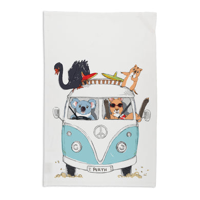 Perth Tea Towel Kombi White