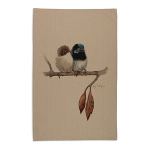 Fig Hill Farm Tea Towel Fairy Wrens Beige