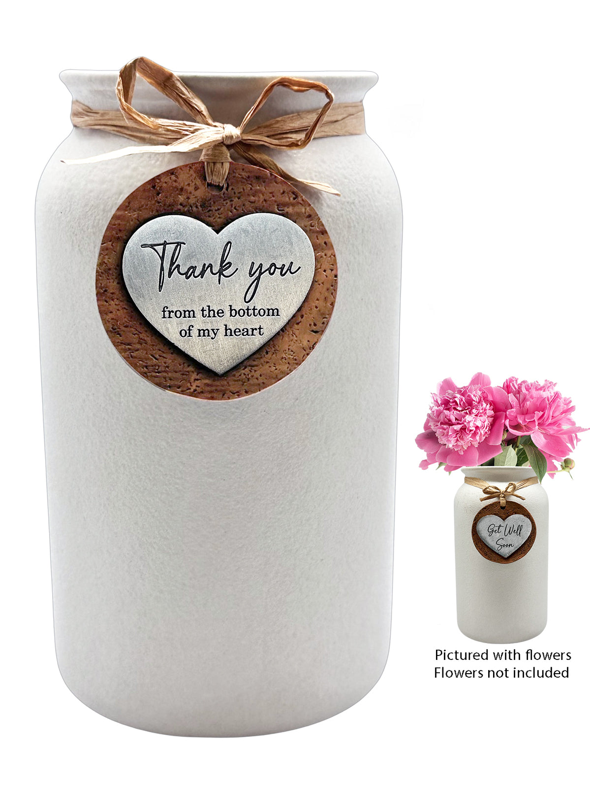 Heartfelt Ceramic Mason Vase - Thank You