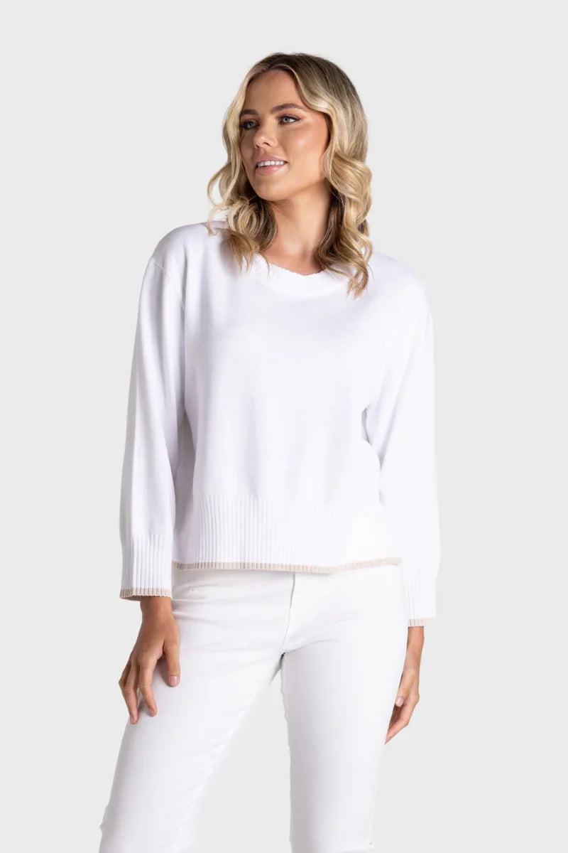 Boxy Knit with Tipping - White/Natural