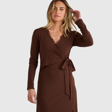 Brave & True Brigitte Wrap Dress - Espresso