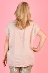 Teresa Linen Button Tee – Rosè