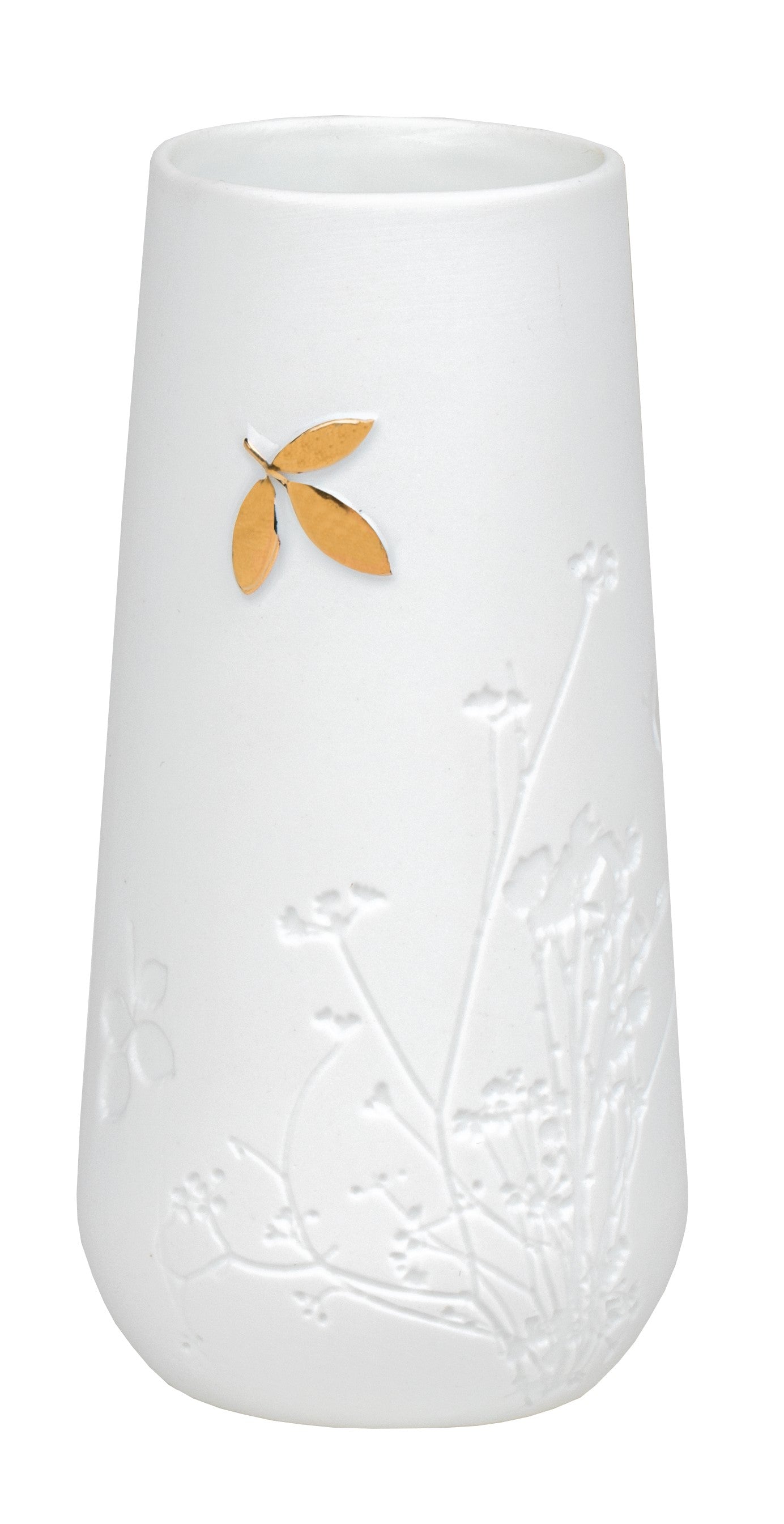 Embossed Porcelain Gold Leaf Vase