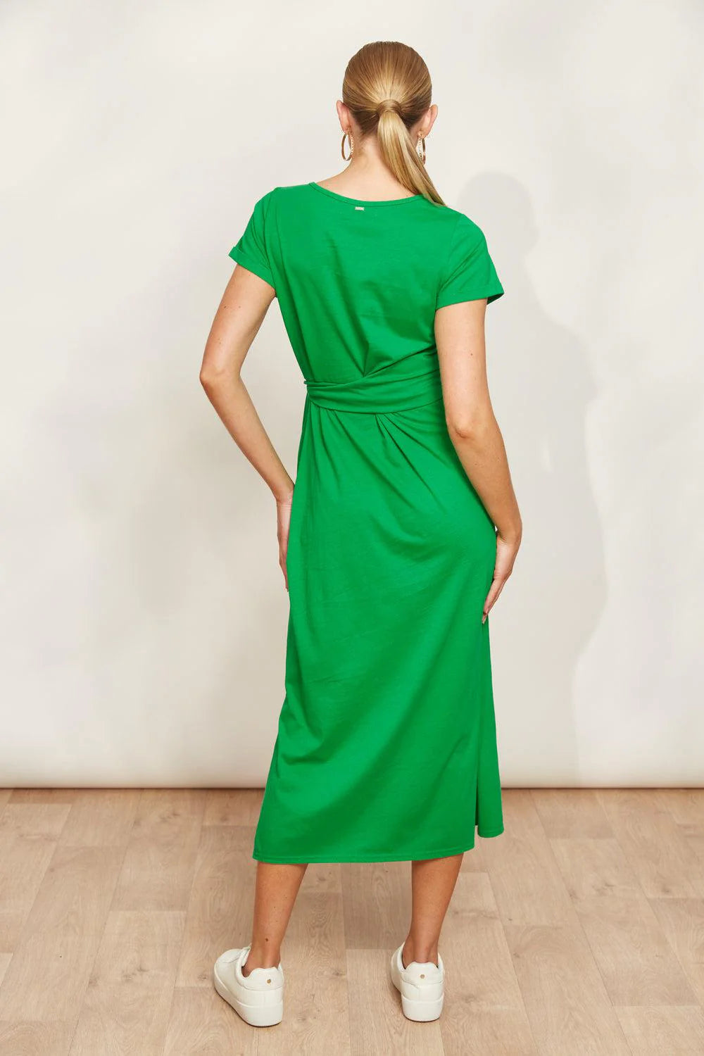 Mock Wrap Tie Dress - Green