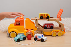 Wooden Car Carrier with Sound & Light