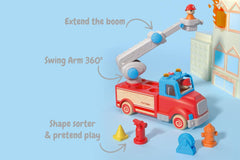 Wooden Fire Engine Toy with Sound & Light