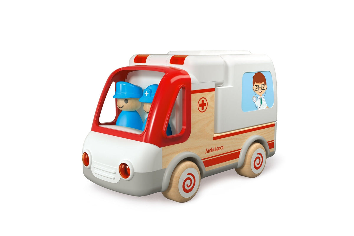 Wooden Ambulance with Light & Sound + Accessories